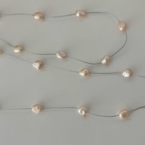 Elegant 24” Faux Pearl and Silver Necklace